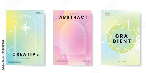 Abstract colorful gradient card background set. Minimalist poster Modern summer and spring wallpaper design for, website, banner, ads.