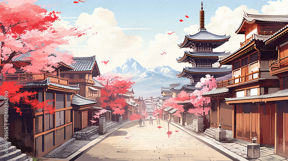 Obraz premium 京都のイメージのイラスト 