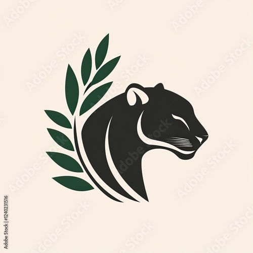 Minimalist Lion Head with Leaf Design for Elegant Branding