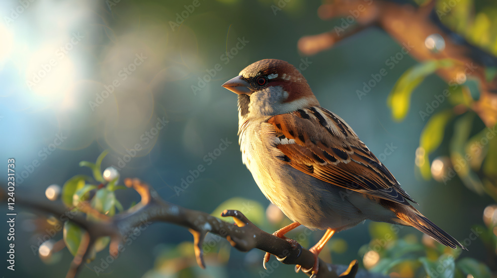 Fototapeta premium Sparrow realistic close up