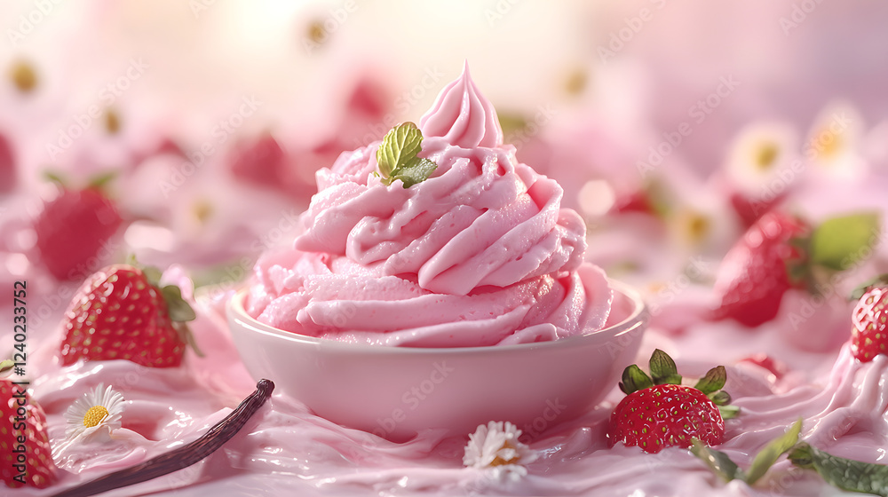 Creamy Strawberry Dessert with Fresh Fruits and Whipped Topping Creamy Strawberry Dessert with Fresh Fruits and Whipped Topping