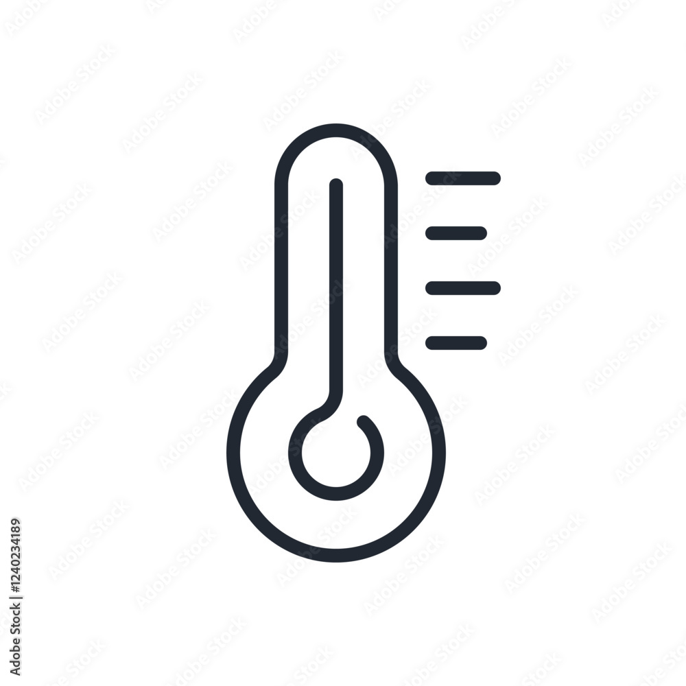 Thermometer editable stroke outline icon isolated on white background flat vector illustration. Pixel perfect. 64 x 64. Thermometer editable stroke outline icon isolated on white background flat vector illustration. Pixel perfect. 64 x 64.
