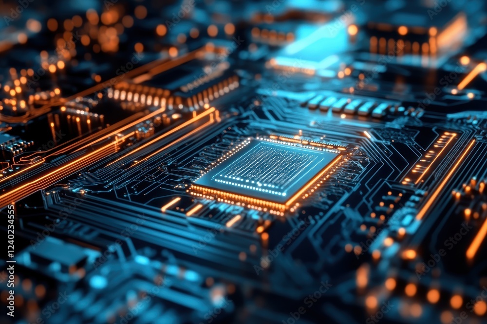 Close-up of a circuit board undergoing testing by an AI-driven technology for enhanced performance and reliability. Close-up of a circuit board undergoing testing by an AI-driven technology for enhanced performance and reliability.