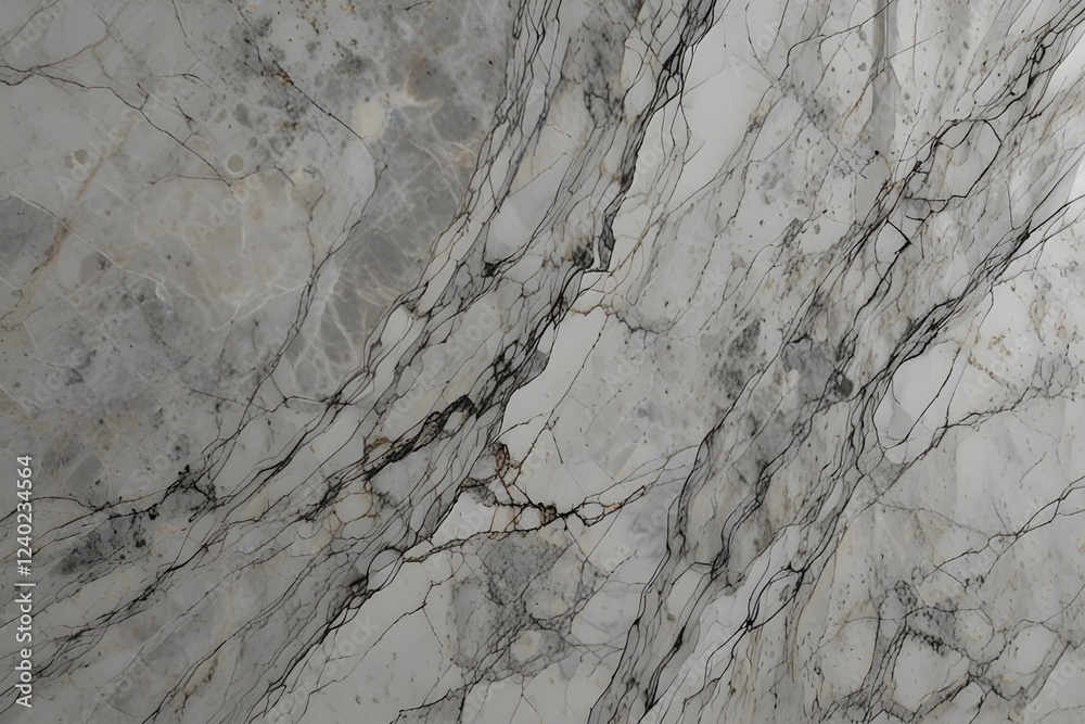 Fototapeta premium Modern grey marble limestone texture background in white light seamless material wall paper. Generative AI