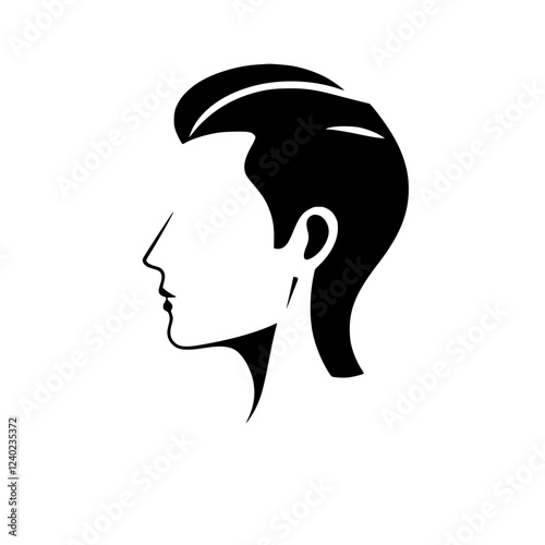 Profile view of a man's head and hairstyle.  A simple, modern, and elegant illustration, perfect for barbershops, hair salons, or fashion blogs.