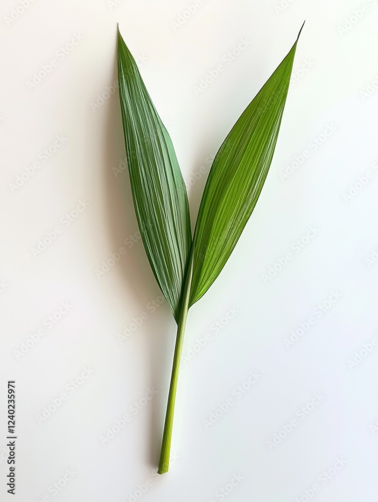 Obraz premium Green leaf on white background for design use.