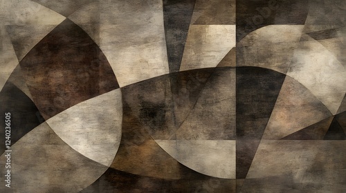 Abstract Geometric Art Brown Beige Canvas Texture