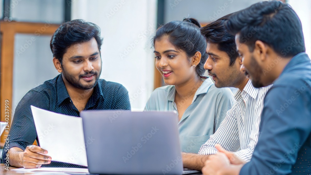 Indian Team Collaborating on Marketing Plan