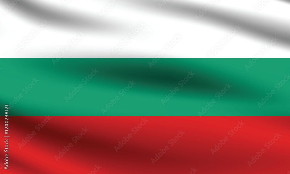 Fototapeta premium Bulgaria flag official colors and proportion digital vector illustration. Pleated flag.
