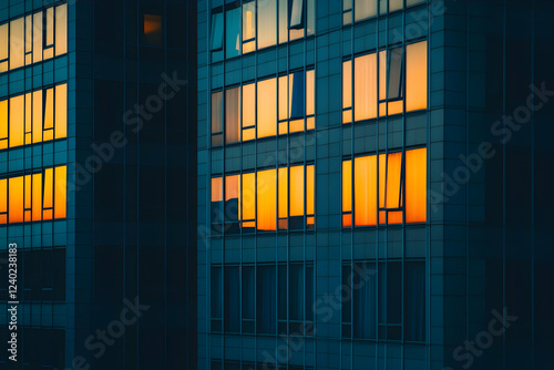 Photo - Cityscape Dusk Architecture Building Windows Sunset Glow Modern Urban
