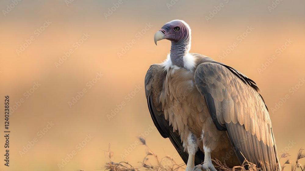 Majestic White-rumped Vulture in Golden Hour Light Majestic White-rumped Vulture in Golden Hour Light