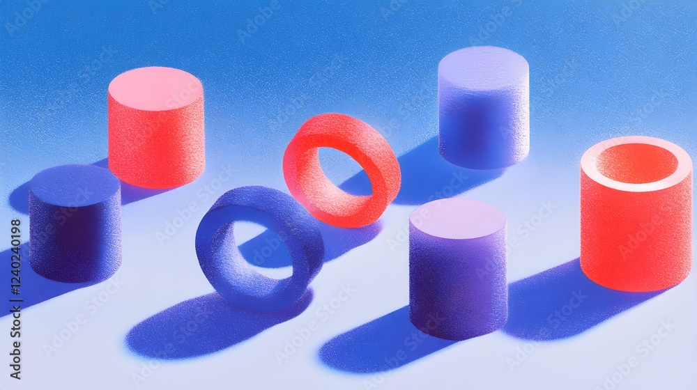 Abstract 3d gradient cylinder with grain textured background Abstract 3d gradient cylinder with grain textured background