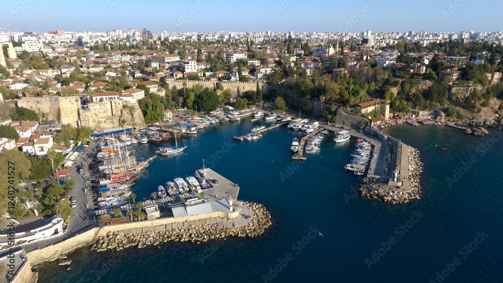 Naklejka premium antalya kaleici marina, boats, mediterranean sea