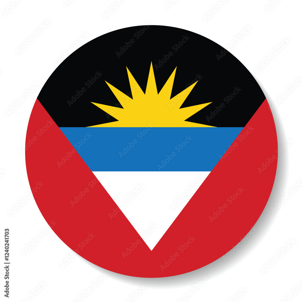 Fototapeta premium Antigua and Barbuda circle flag logo icon computer vector illustration design