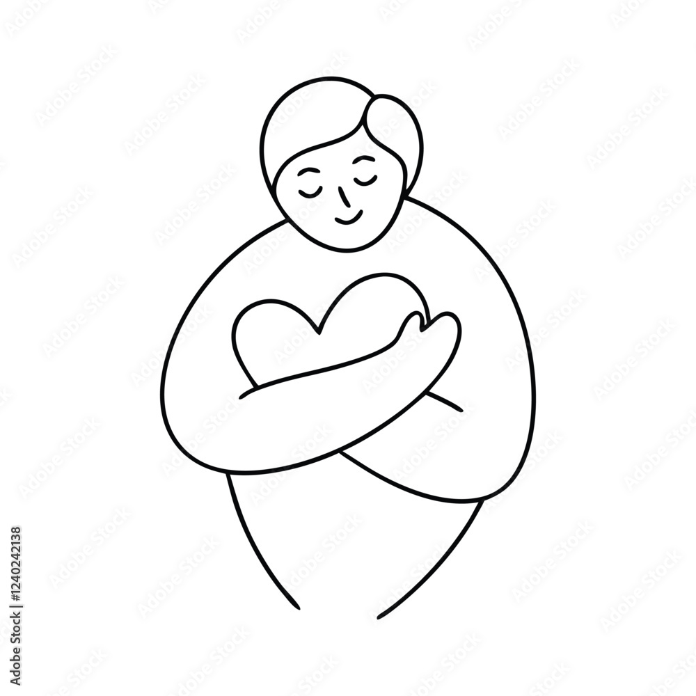 A simple person hugging vector illustration. A simple person hugging vector illustration.