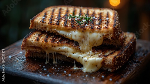 Generative AI, Grilled cheese sandwich with melted cheddar on crispy sourdough photo