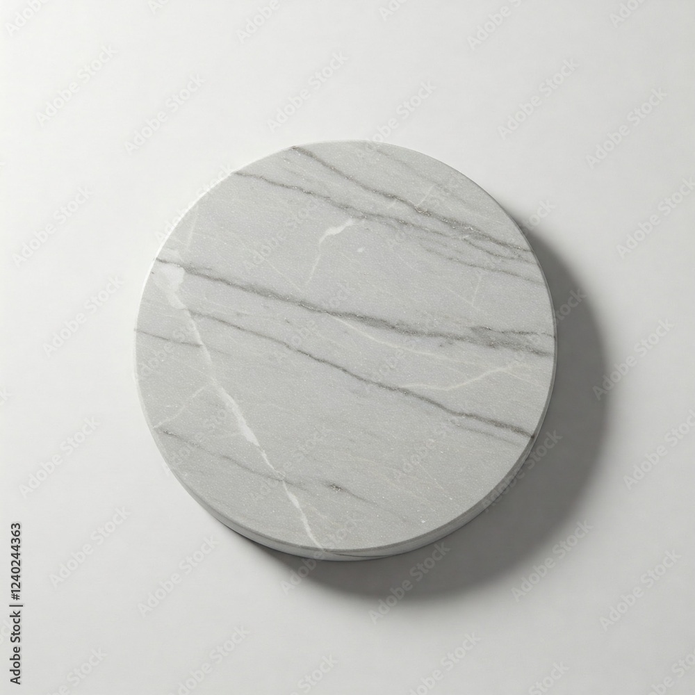 A plain marble coaster placed on a white surface, top-down view, and soft shadows. A plain marble coaster placed on a white surface, top-down view, and soft shadows.