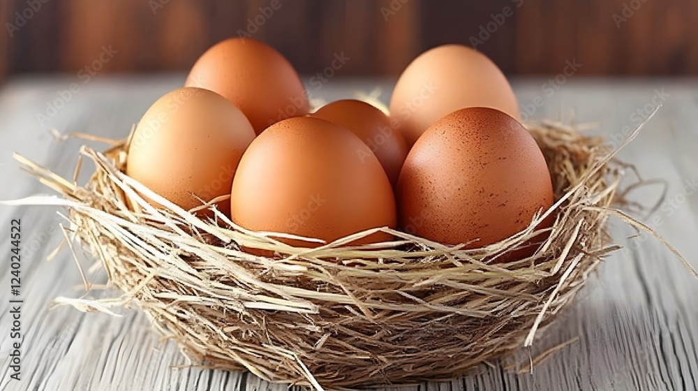 Brown Eggs in a Hay Nest Rustic Still Life Brown Eggs in a Hay Nest Rustic Still Life