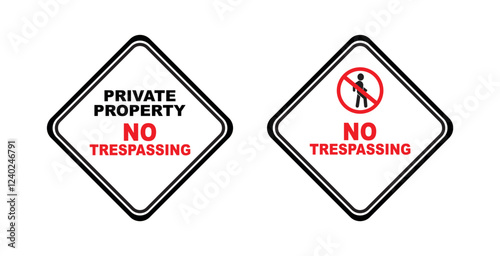 No trespassing sign on white background	