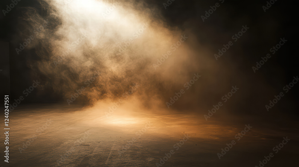 soft light illuminates eerie chamber filled with mist, creating mysterious atmosphere. interplay of light and shadow enhances sense of intrigue and depth