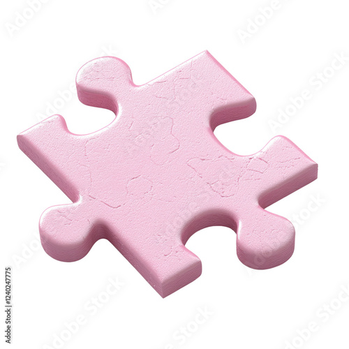 A single pink three dimensional puzzle piece is shown against a black background. photo