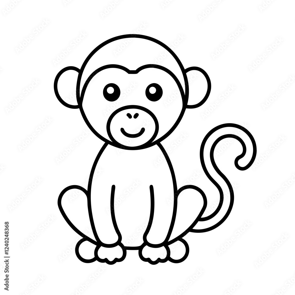 Naklejka premium Monkey Outline Icon