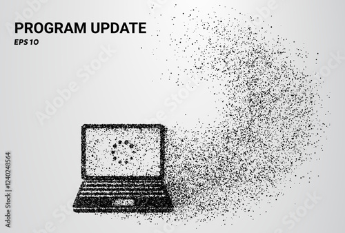 Program Update of particles. Program Update consists of small circles. Vector illustration.