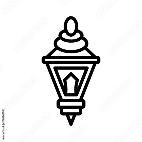 Simple line art illustration of a minimalist Islamic lantern, ideal for Ramadhan and festive design projects.