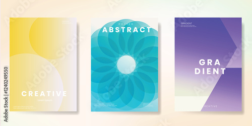 Retro Abstract colorful gradient covers set, minimal covers design. Colorful geometric background, vector illustration.