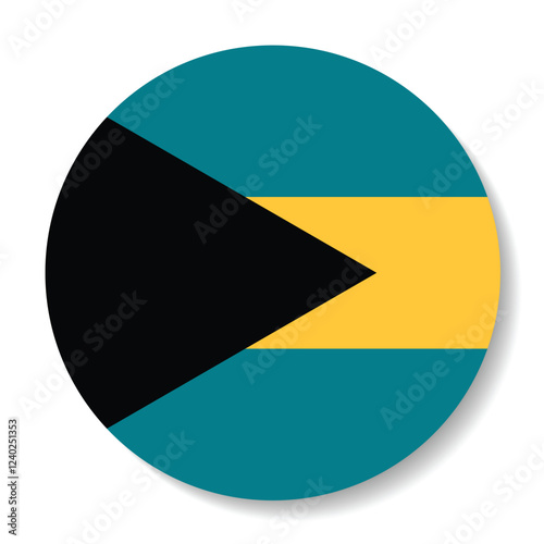 Bahamas flag. Button flag icon. Standard color. Circle icon flag. Computer illustration. Digital illustration. Vector illustration.
