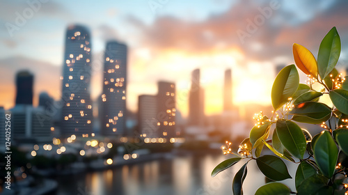 Exploring utopian intelligent city development urban landscape architecture vibrant sunset overlooking aesanaspik visionary concept for sustainable living