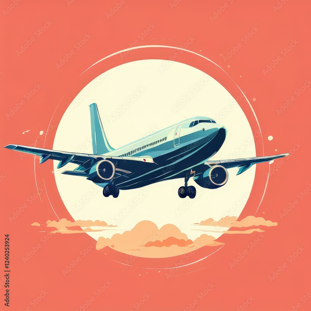 the AI Image Generator, Airplane Flying Against a Vibrant Sunset Sky the AI Image Generator, Airplane Flying Against a Vibrant Sunset Sky