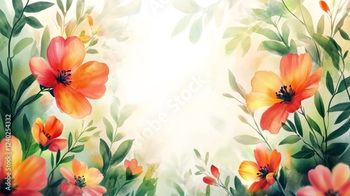 Vibrant orange flowers blooming in a serene garden setting during springtime