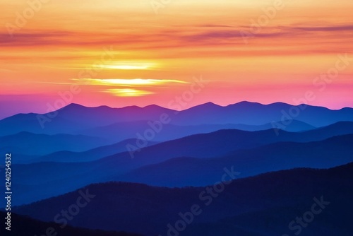 Vibrant sunset over rugged mountains and desert landscape in Arizona