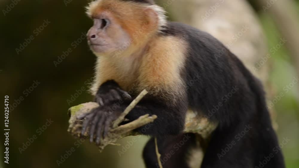 Golden-Headed Lion Tamarin monkey resting on a tree branch in Costa Rica Golden-Headed Lion Tamarin monkey resting on a tree branch in Costa Rica