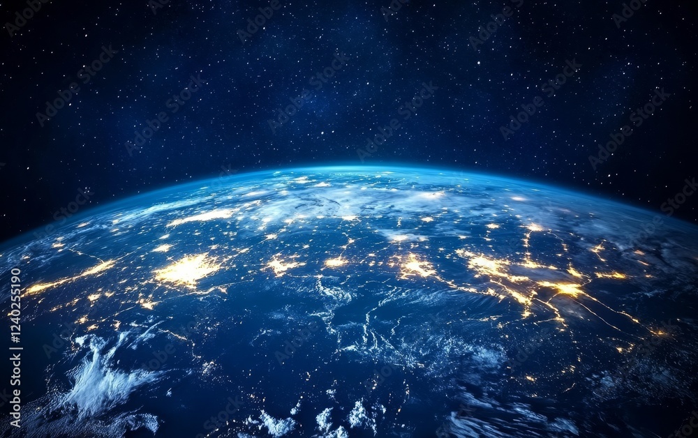 Obraz premium Earth's Night Lightscape from Space Global Connectivity