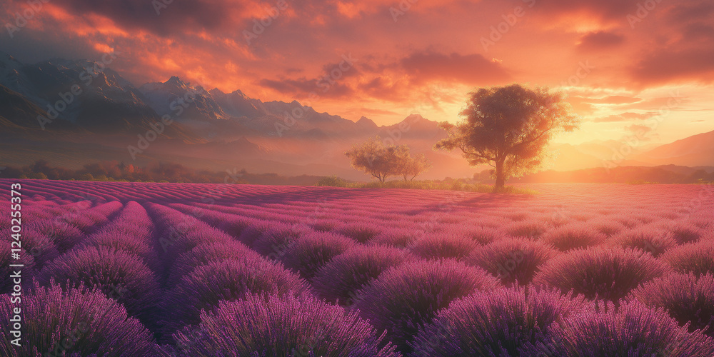 Fototapeta premium Stunning lavender field landscape Summer