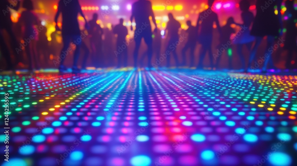 Fototapeta premium Vibrant dance floor lights create energy.