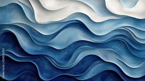 Waves of metallic texture flow in undulating patterns creating an abstract de...