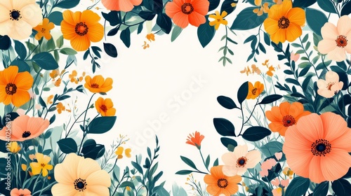 Vibrant orange flowers blooming in a serene garden setting during springtime