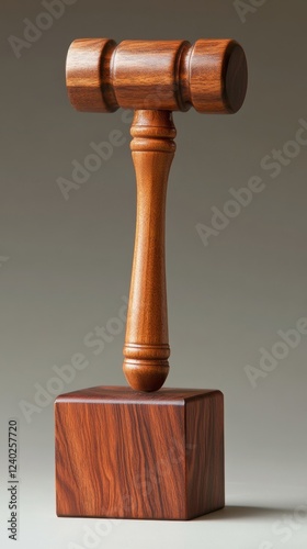 Wooden mallet on a square base used for woodworking and crafts in a workshop ...