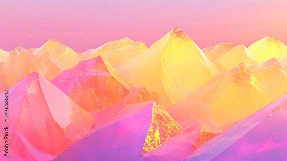 Abstract Pink Yellow Sunset Mountain Range Landscape Abstract Pink Yellow Sunset Mountain Range Landscape
