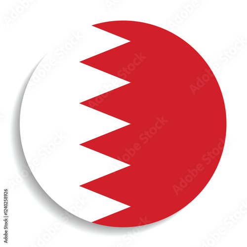 Bahrain flag. Bahrain circle flag. Bahraini flag.  Standard color. Circle icon flag. Computer illustration. Digital illustration. Vector illustration.