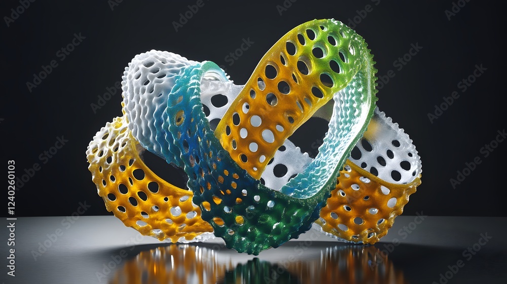 Fototapeta premium Abstract 3D Render Colorful Interlocking Rings Knot Design
