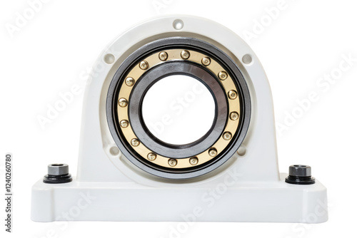 White plastic bearing housing isolated with transparent background