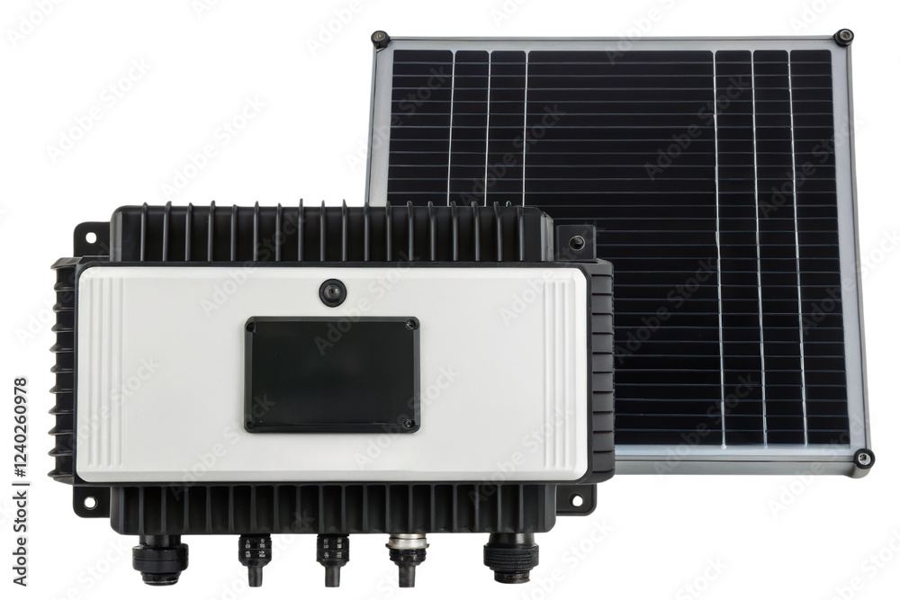 Fototapeta premium Solar panel with controller isolated with transparent background