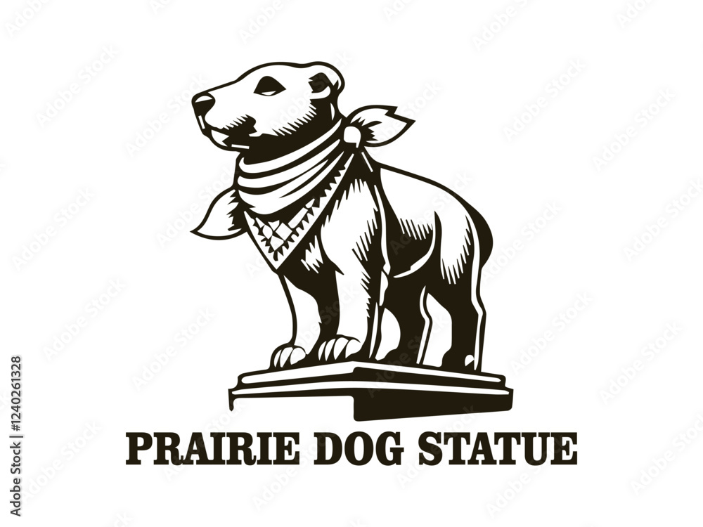 Obraz premium Cute small animal prairie dog statue, modern design prairie dog vector illustration. This illustration is perfect for use as a logo for an animal park, poster design, or other design element