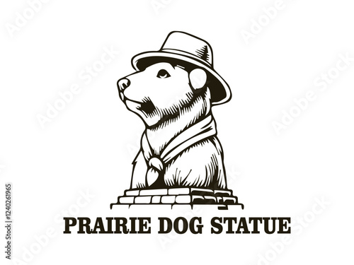 Cute small animal prairie dog statue, modern design prairie dog vector illustration. This illustration is perfect for use as a logo for an animal park, poster design, or other design element