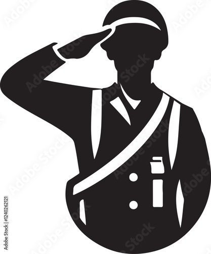 saluting soldier icon clip art silhouette logo design vector illustration