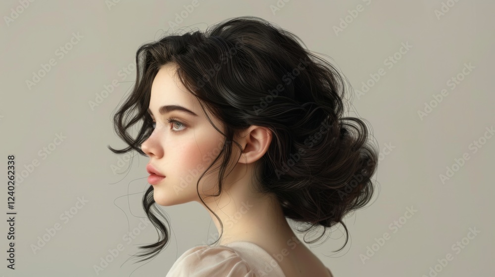 Elegant portrait of a young woman studio photography minimalist profile beauty concept Elegant portrait of a young woman studio photography minimalist profile beauty concept